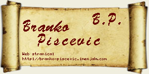 Branko Piščević vizit kartica
